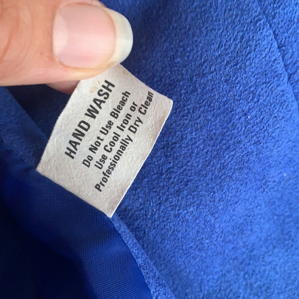 A Trigere Coat Vintage Suede Coat Long Open Soft Blue Size Large - Picture 8 of 13